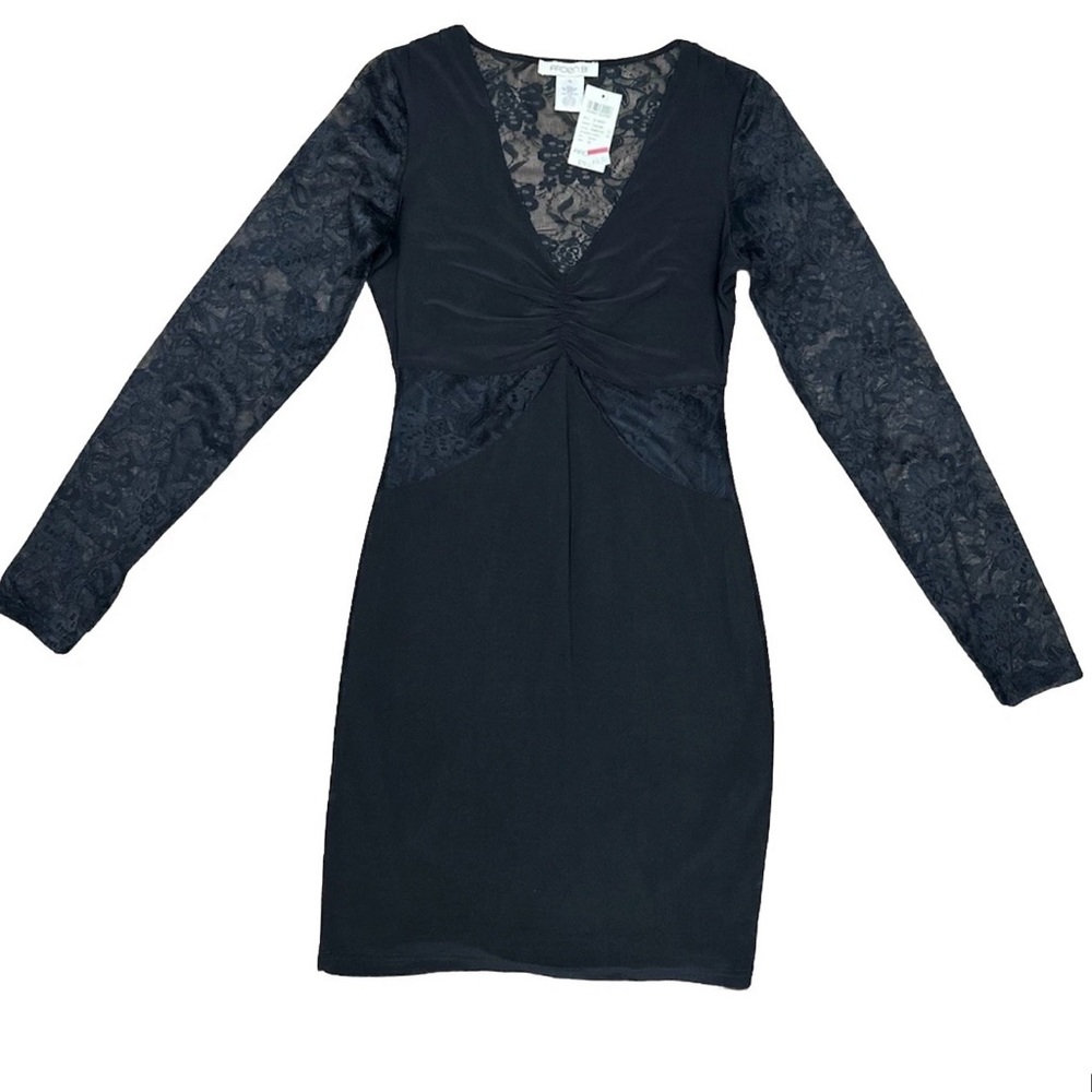 🖤Arden B Black Sexy Long Lace Sleeve V-Neck Bodycon Dress 🖤